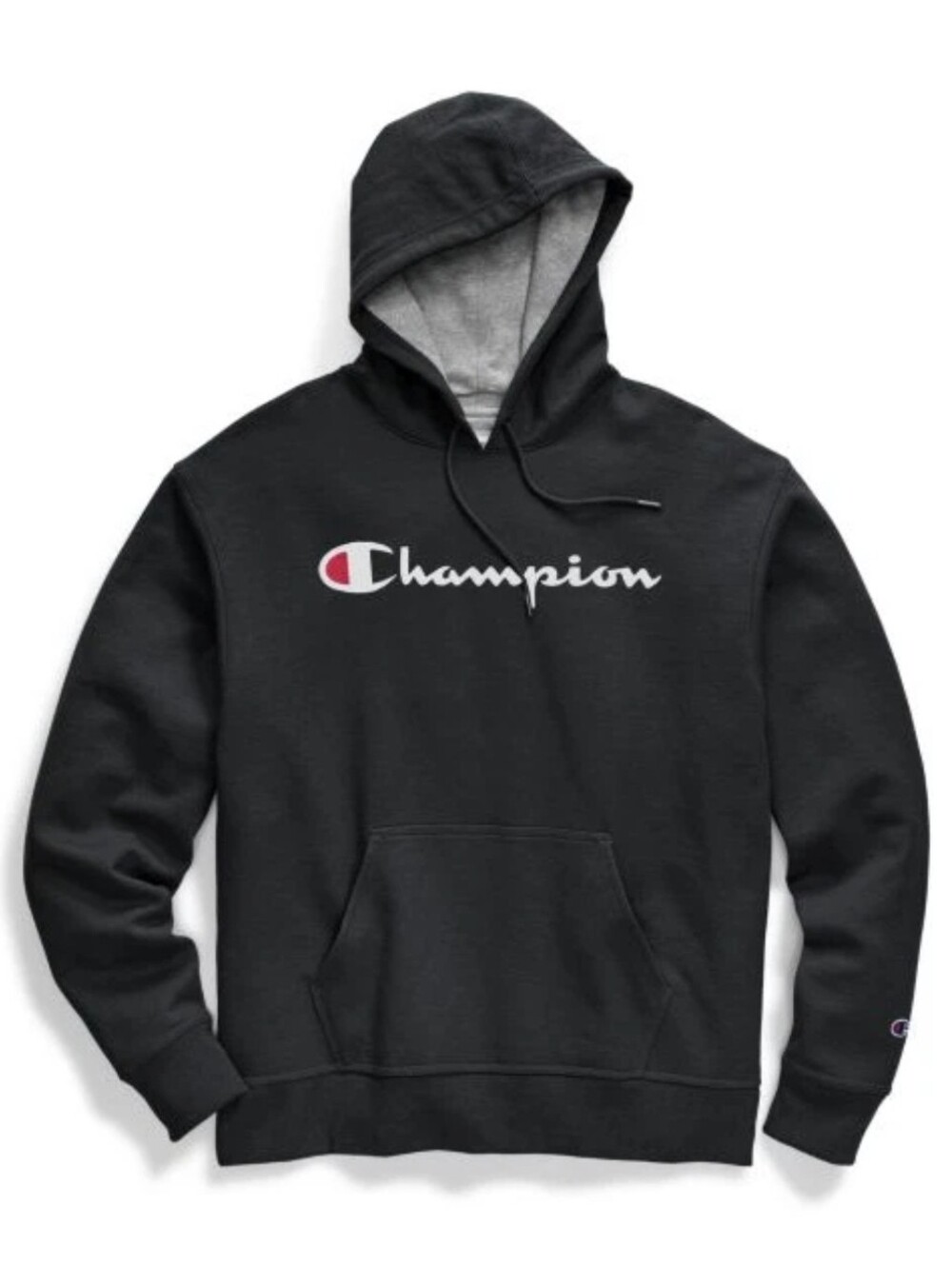 Champion Mens Black Powerblend Script Hoodie C Logo L